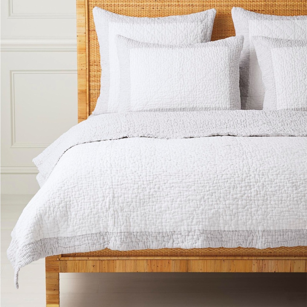 Serena & Lily K/CK Elegant White and flax Gray Bedding Set